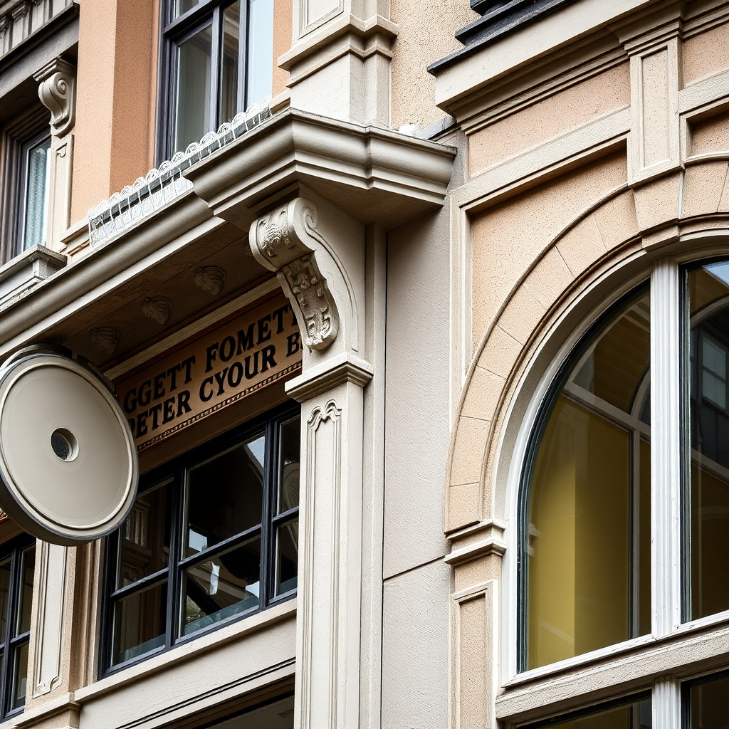 Close-up of façade details and decorative elements